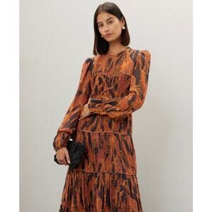 FARM Rio Orange and Brown Maxi Dress